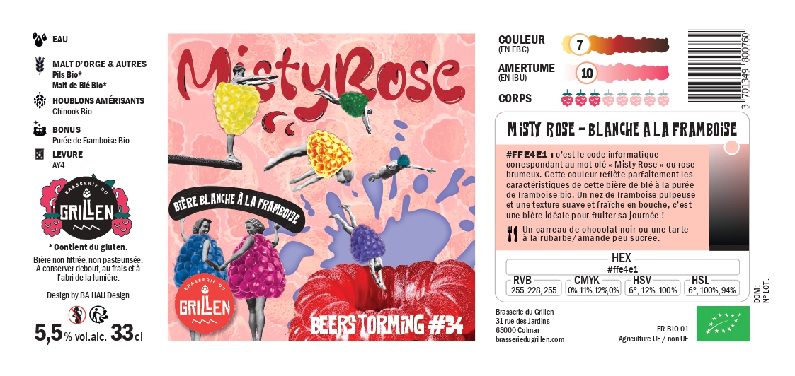 etiquette bière misty rose brasserie du grillen
