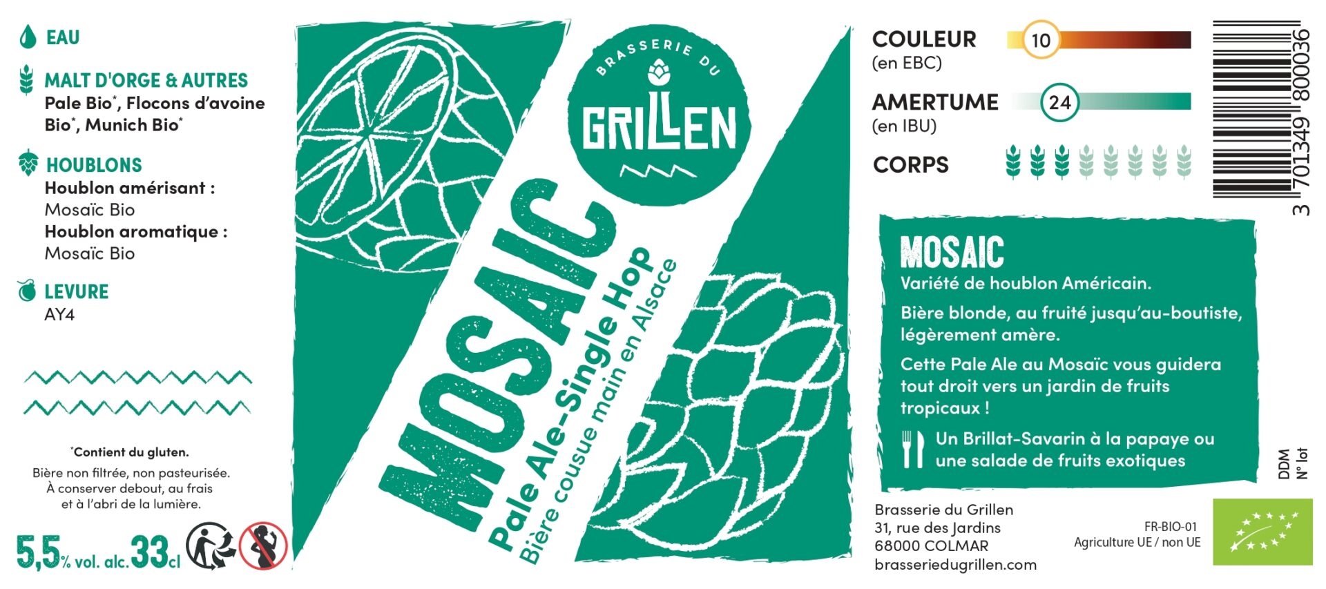 etiquette bière mosaic brasserie du grillen