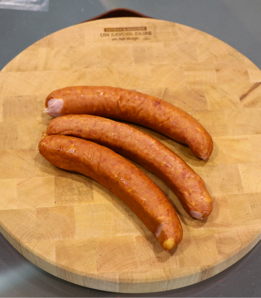 3 saucisses fumées entières