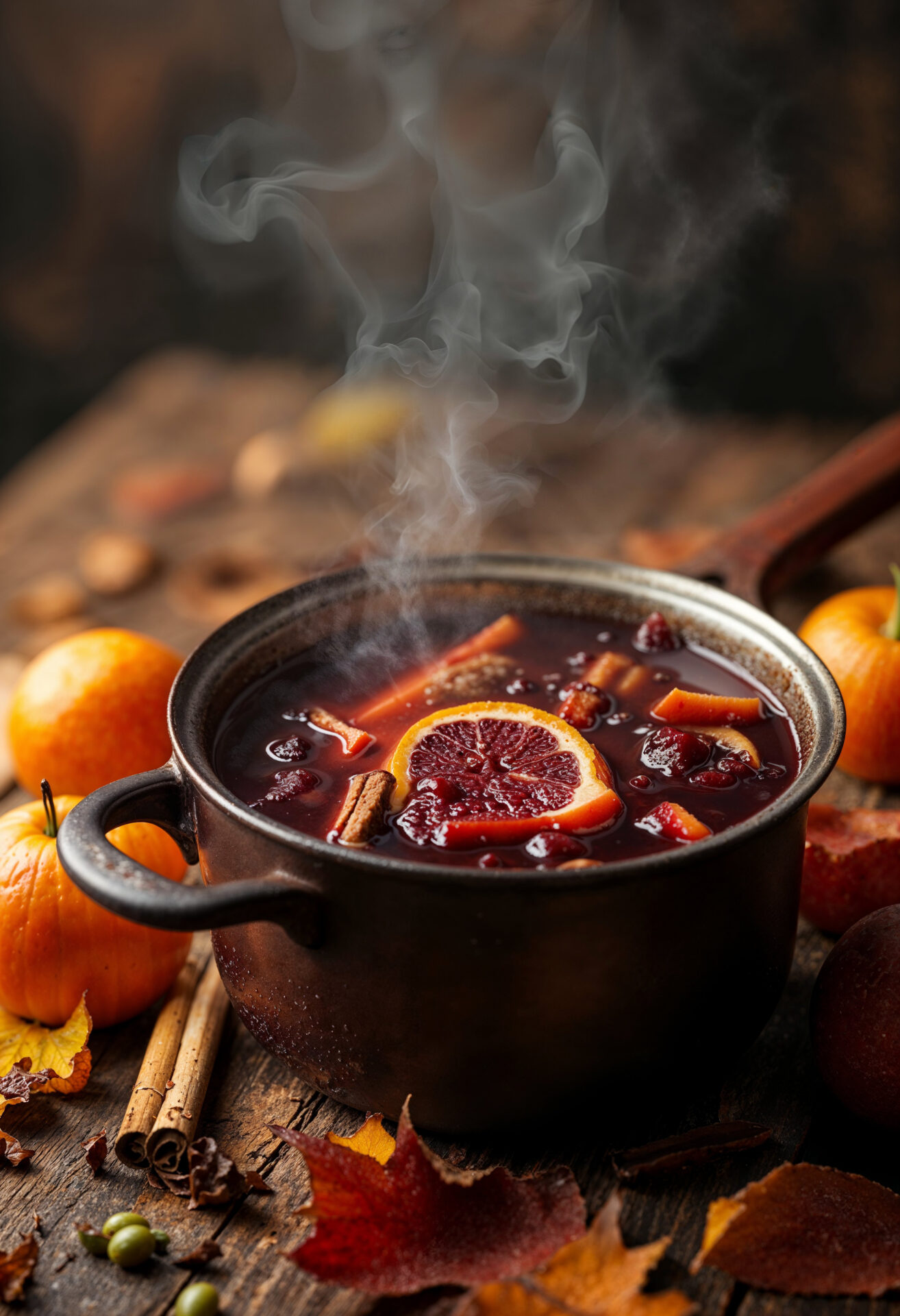 vin chaud en cuisson dans une casserole