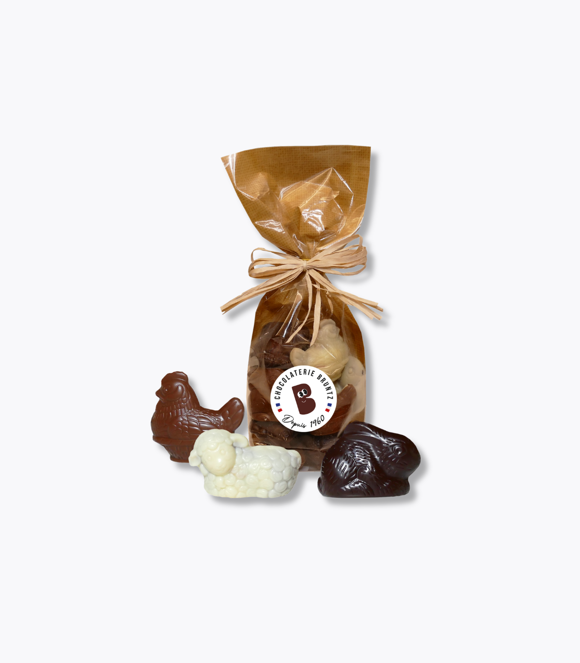sachet d'animaux de la ferme en chocolat et assortis