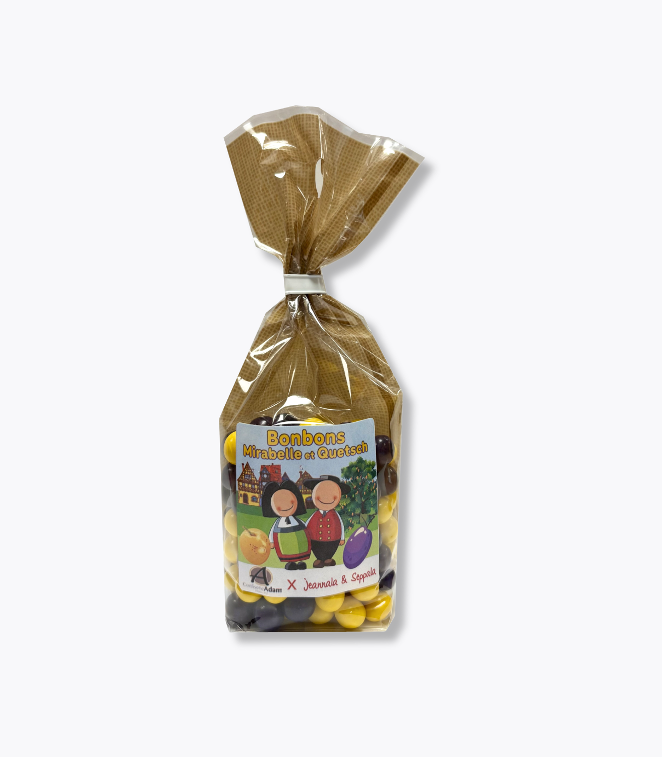 sachet de bonbons à la mirabelle et questche