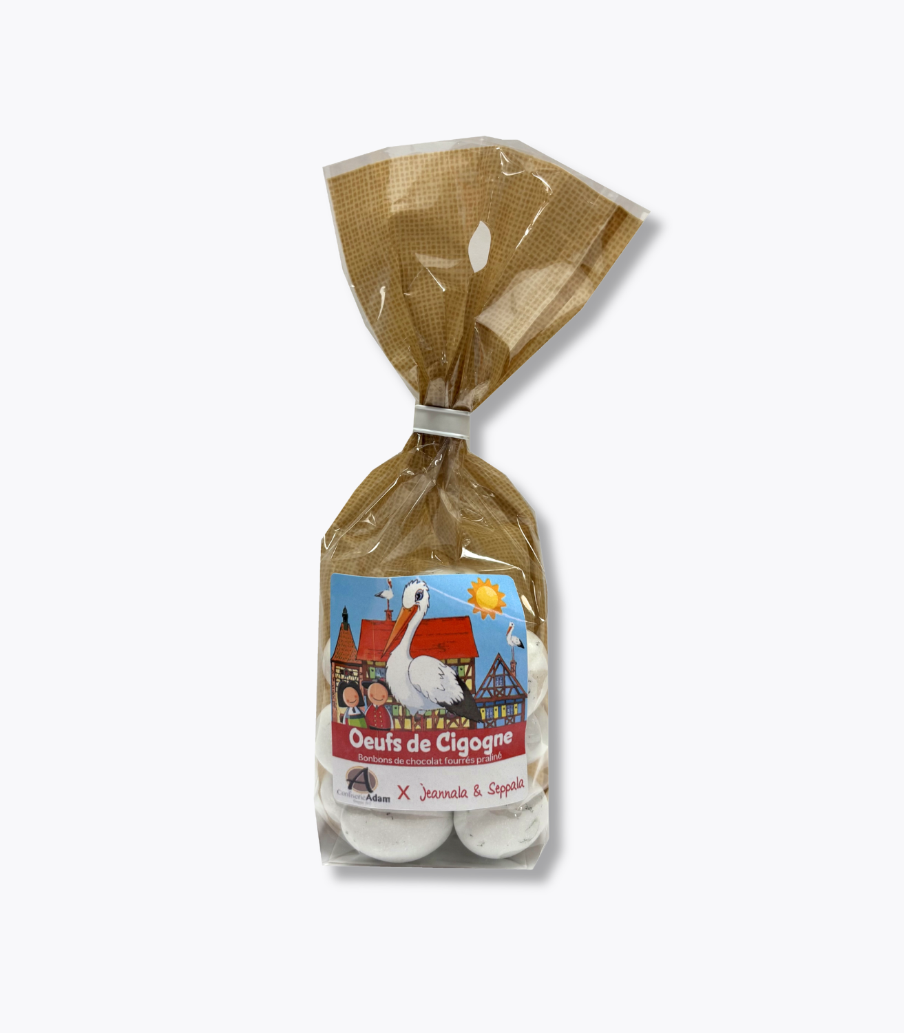 sachet d'oeufs de cigogne fourré au praliné jeannala et seppala